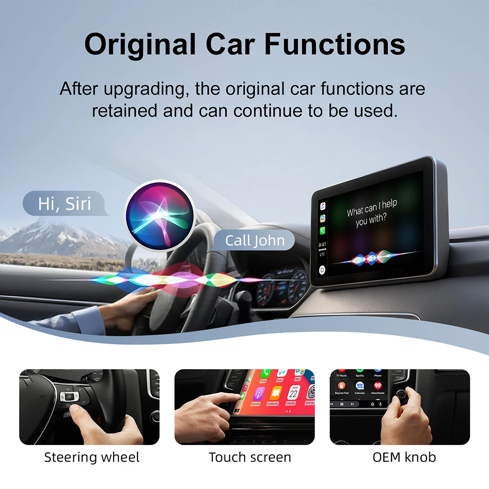 Adapter bezprzewodowy CarPlay i Android Auto 2w1, inteligentny system AI do samochodu z przewodowym CarPlay