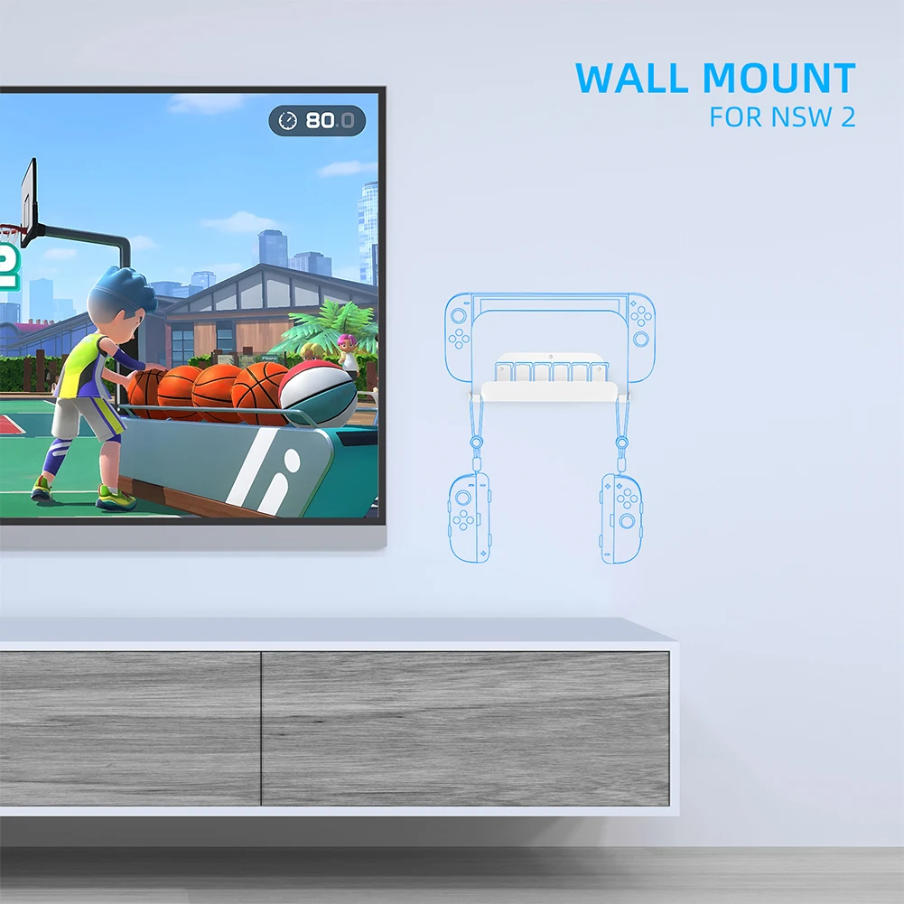 Dudukan Host Pemasangan di Dinding untuk Nintendo untuk Switch 2 Dudukan Dinding Gantung dengan Kait Pengontrol untuk Switch untuk Konsol Game Switch OLED