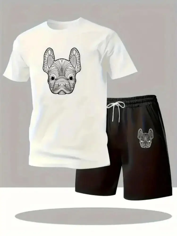 

Summer Men's Quick Drying Casual Short Sleeved T-shirt And Shorts Set, Urban Street Fashion Running Sports Two-piece Set