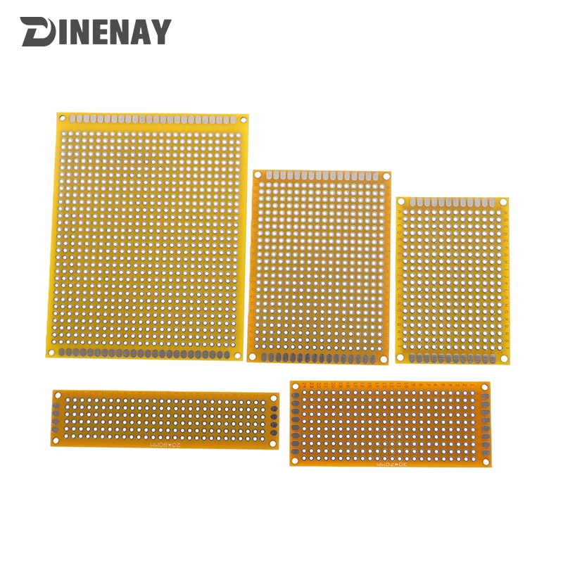 5PCS PCB Breadboard Yellow Protoboard Board Plated Universal Board Double Sided Board