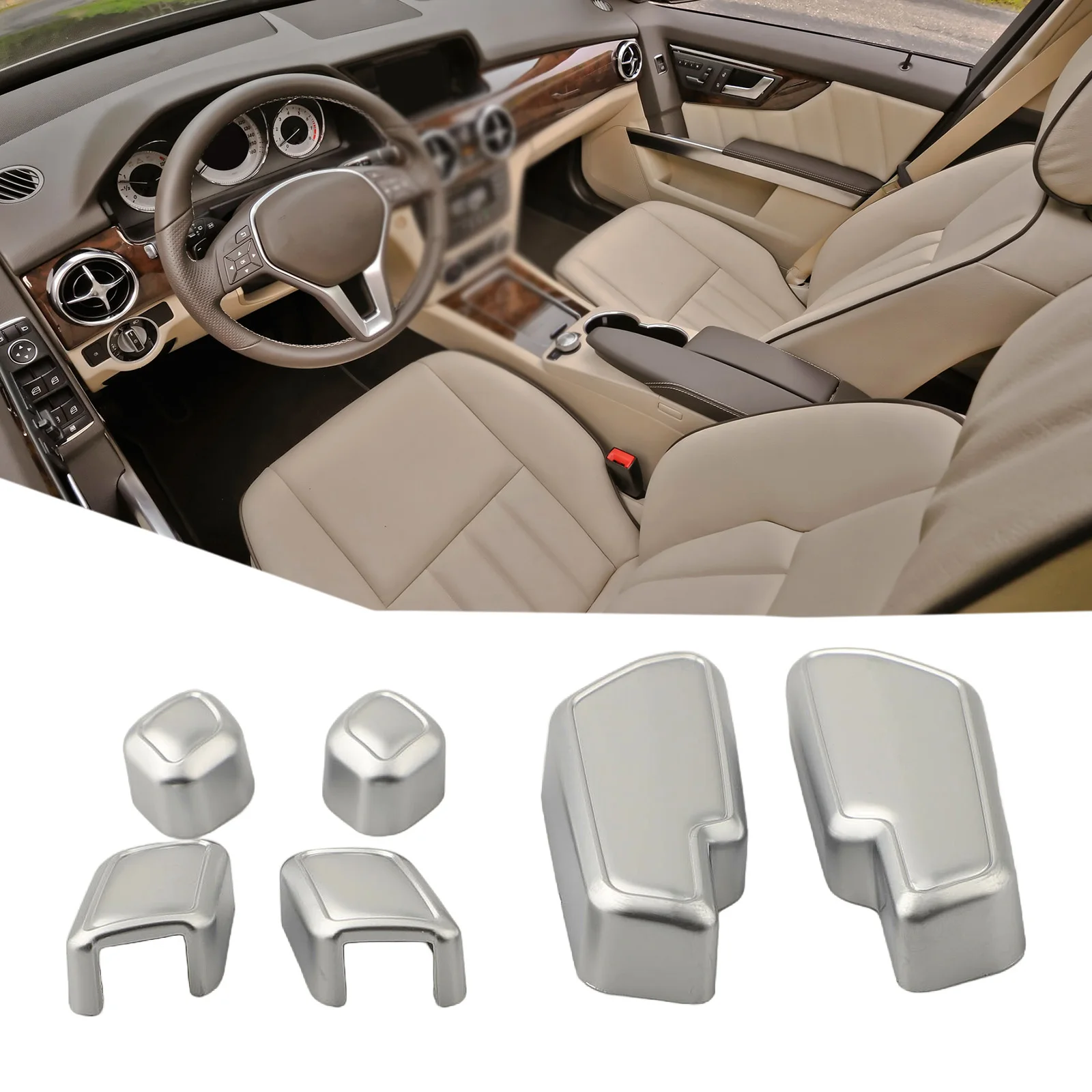 Complete Set of Chrome Door Seats Adjust Button Switch Cover Trim for Mercedes For Benz E Class W212 Fits ML W166 CLA W117