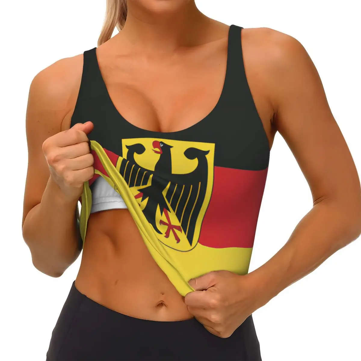 Rompi olahraga seksi Wanita Atasan Crop Lingerie olahraga pakaian jalanan Wanita bendera Jerman kustom