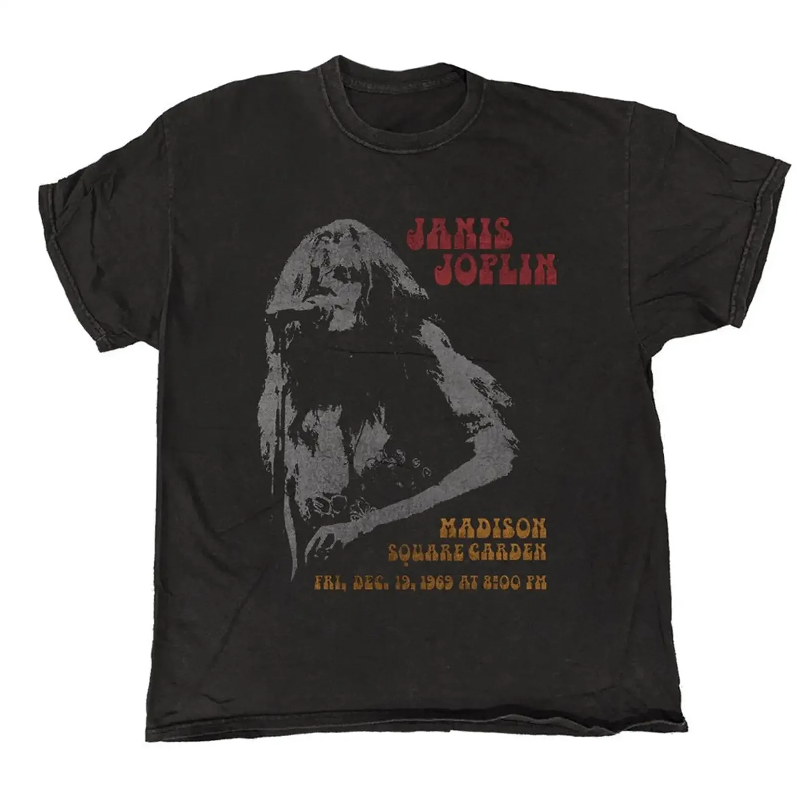 Janis Joplin Madison Square Garden Black Vintage T shirt vintage Washed Casual Unisex Versatile Stylish graphic Comfortable