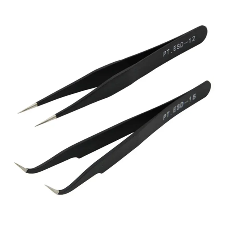 

Antistatic Black Manicure Tool Acrylic Gel Nail Art Rhinestones Sequins Paillette Picking Nipper Tweezers HOT