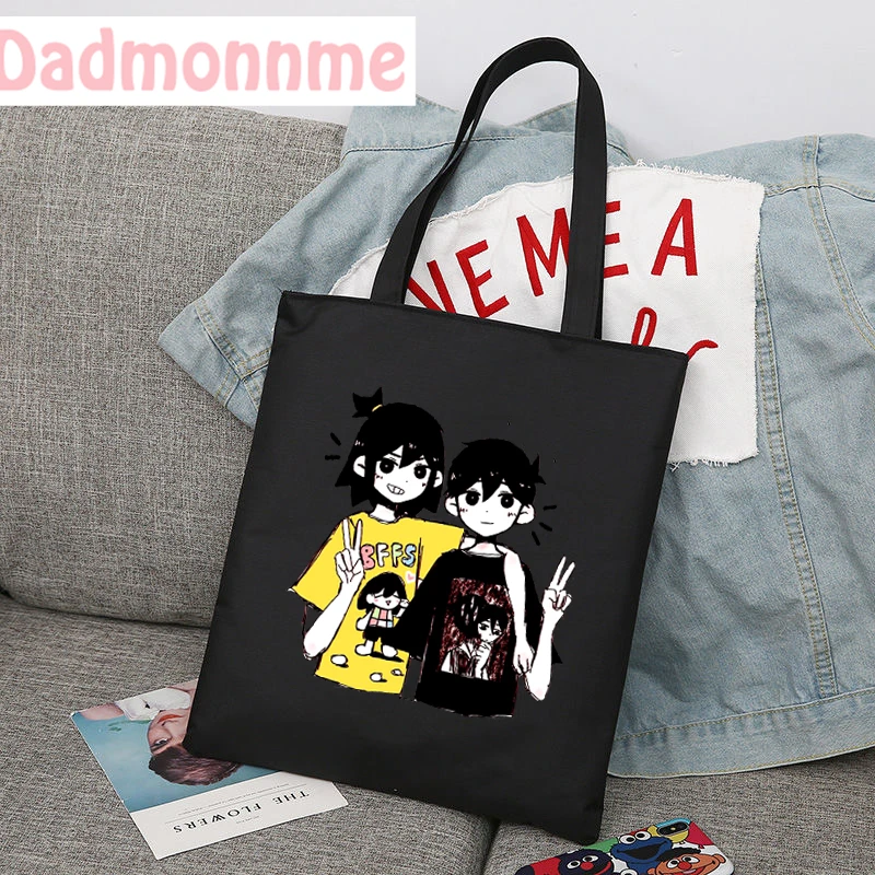 Shopping Bag Japan Omori Manga Graphic Shoulder Bags Large Capacity Wild Messenger Bag Summer New Cute Canvas Handbag Tote Bag