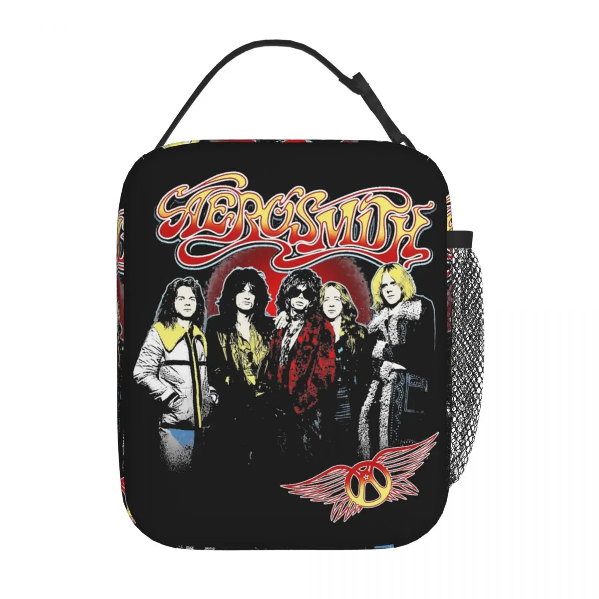 Rock Aerosmith Band Geïsoleerde Lunch Tas Opslag Voedsel Doos Draagbare Thermische Koeler Lunchboxen Voor Picknick