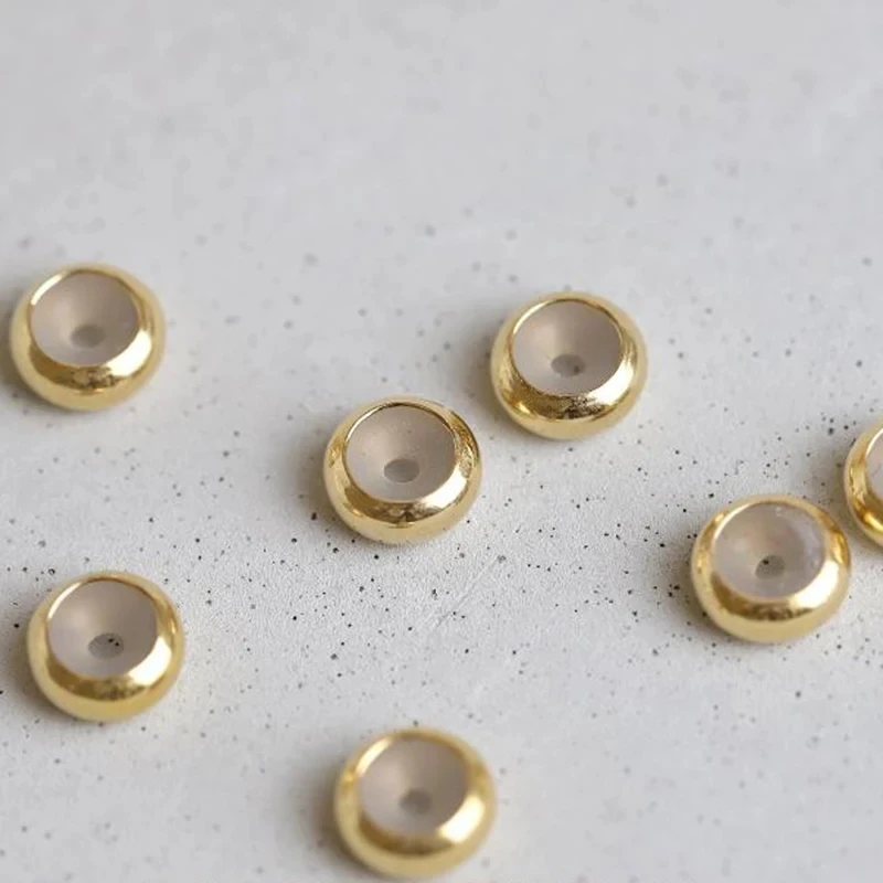 14K الذهب معبأ انزلاق سدادة الخرز 5 مللي متر/7 مللي متر الذهب سيليكون DIY بها بنفسك صنع المجوهرات قابل للتعديل سوار إكسسوارات