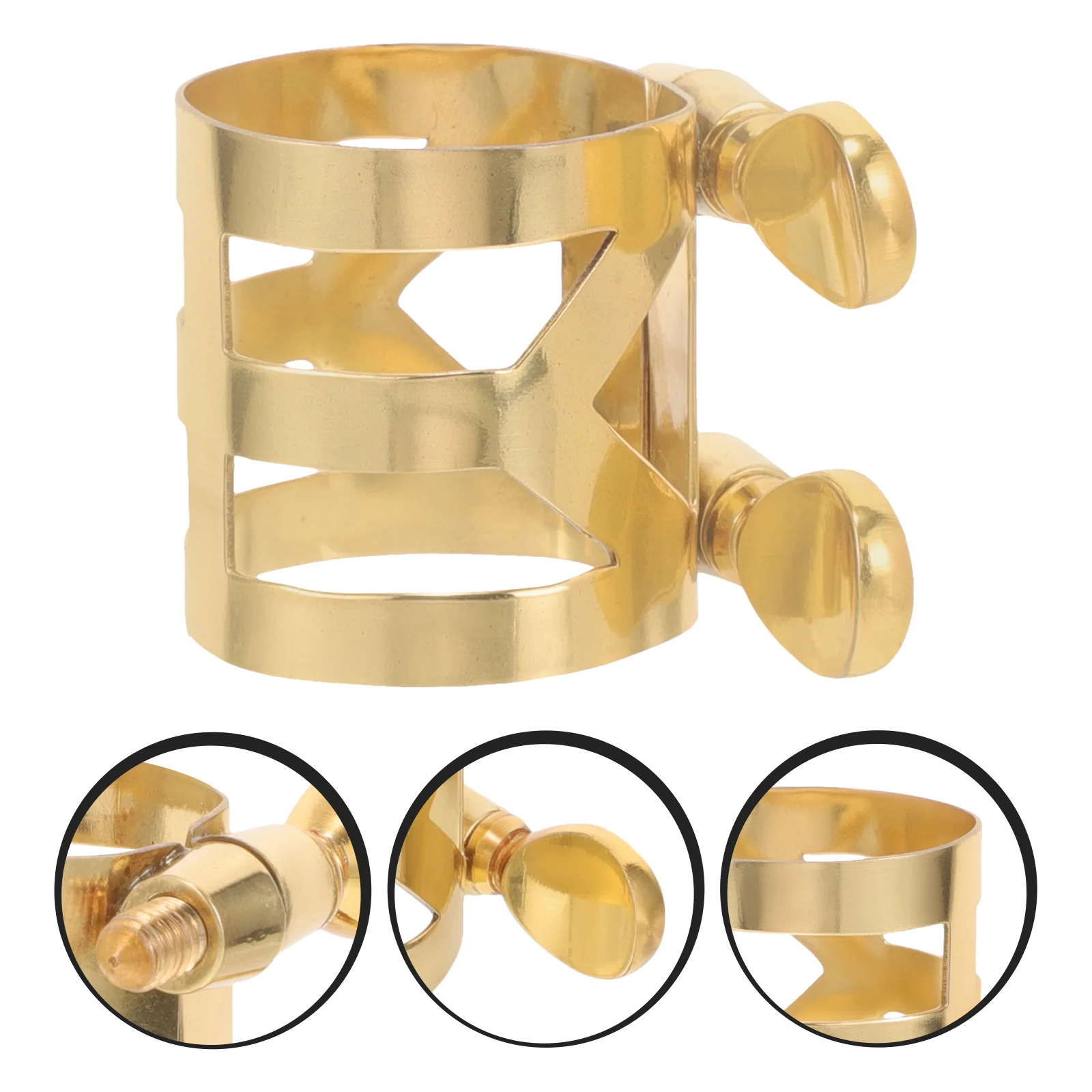 

Copper Saxophone Clip Ligature for Alto Sax Fastener Clips Metal Instrument Mouthpiece Parts Adjustable Compatible Various