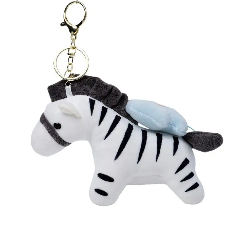 봉제인형 말 열쇠고리 말 플러시 만화 동물 기린 펜던트 귀여운 조랑말 장식용 장난감 당나귀 작은 인형