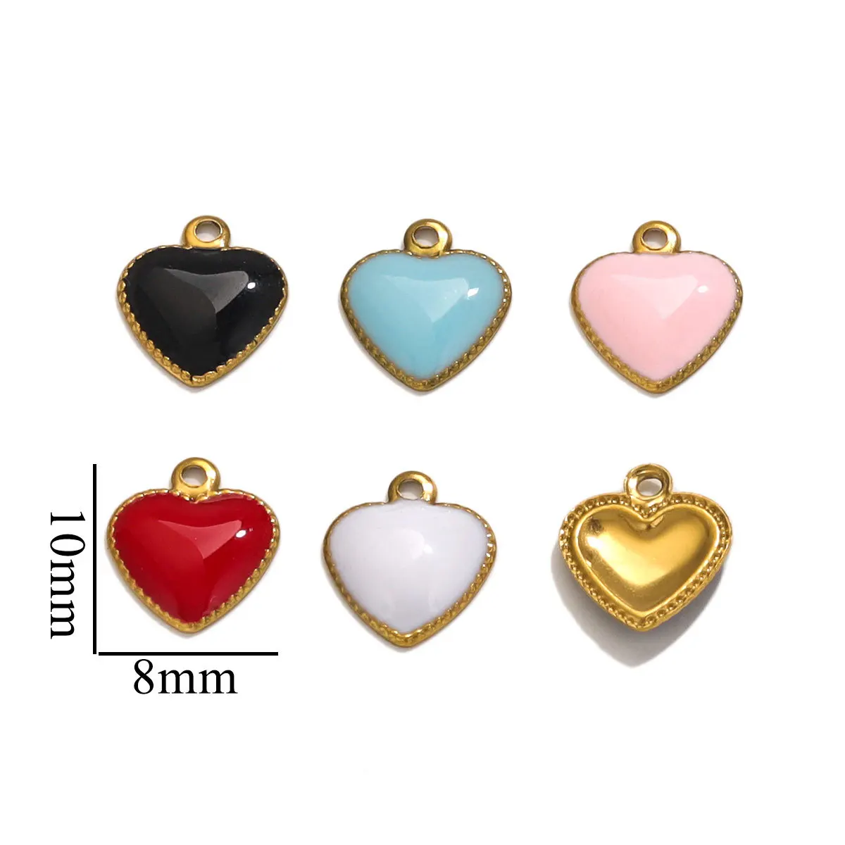 

40 Pieces Stainless Steel Dripping Oil Heart Pendant Enamel Colored Pendant DIY Handmade Jewelry Accessories