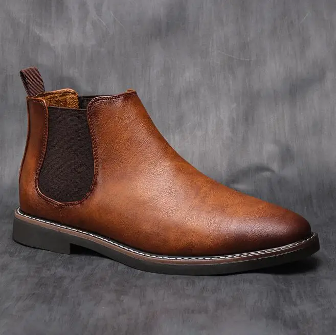 Botas de tornozelo de couro retro homens bota casual sapatos de plataforma homem 2023 primavera inverno ao ar livre sapatos antiderrapantes tamanho 40-45