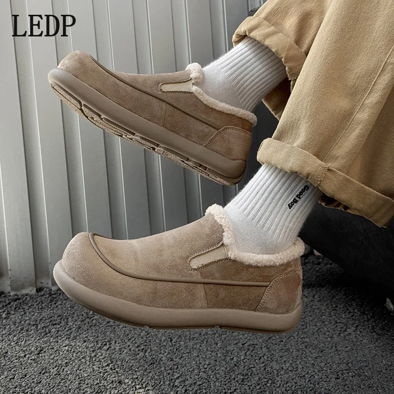 

LEDP Woolen Shoes for Men 2025 New Style Winter Padded Boots One-piece Boot Northeastern Thick Winter Boots Lazy Snow Boots