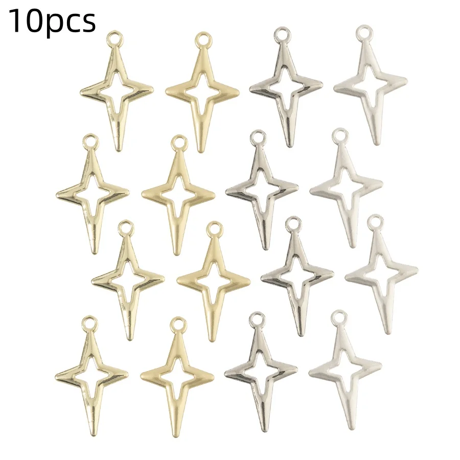 10pcs 25*16mm Charms Shining Stars Charms For Jewelry Making DIY Jewelry Findings Mixed Color Alloy Charms Accessories ﻿