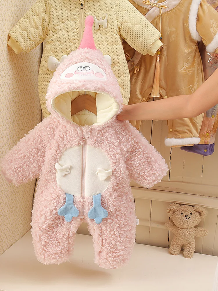 

Thiened Cotton Winter Rer for Baby Girls Cartoon Print Fce Lined Warm Bot Covering Harajuku Sle Korean Version