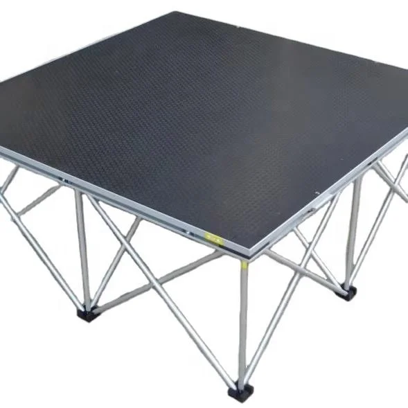 Foldable Rectangle Aluminum Alloy Stage Platform Wooden Finish TUV Certified 750kg/sqm Load Capacity Portable Structure For
