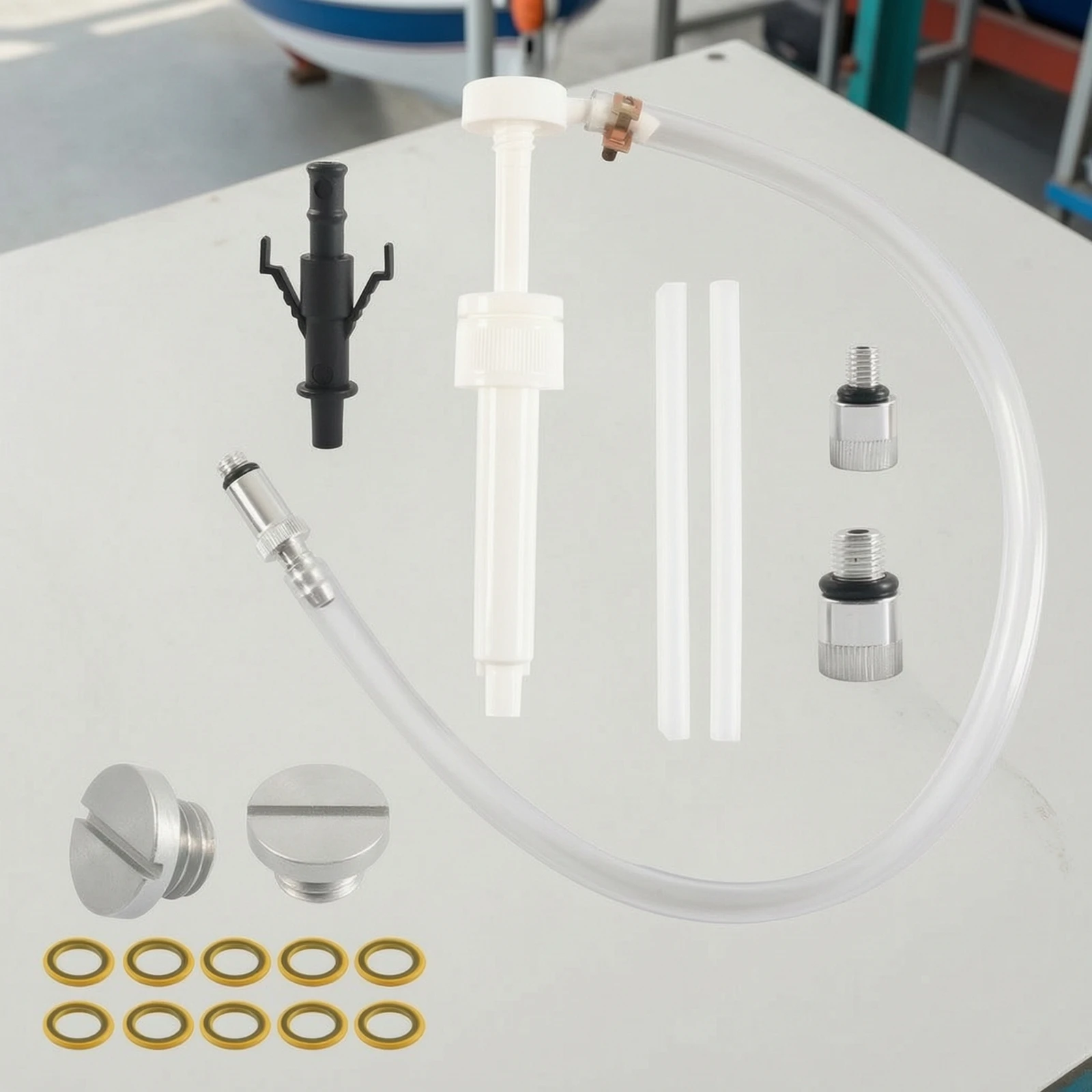 Marine Outboard Engine Flusher Dual Cup Support Boat Maintenance Kit Oil Transfer Set for Winterization