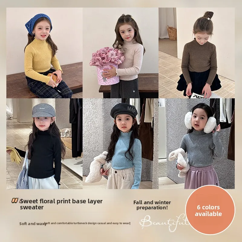 

Милый свитер с высоким воротником на шнуровке в корейском стиле для девочек среднего и большого размера, универсальный трикотаж на осень и зиму