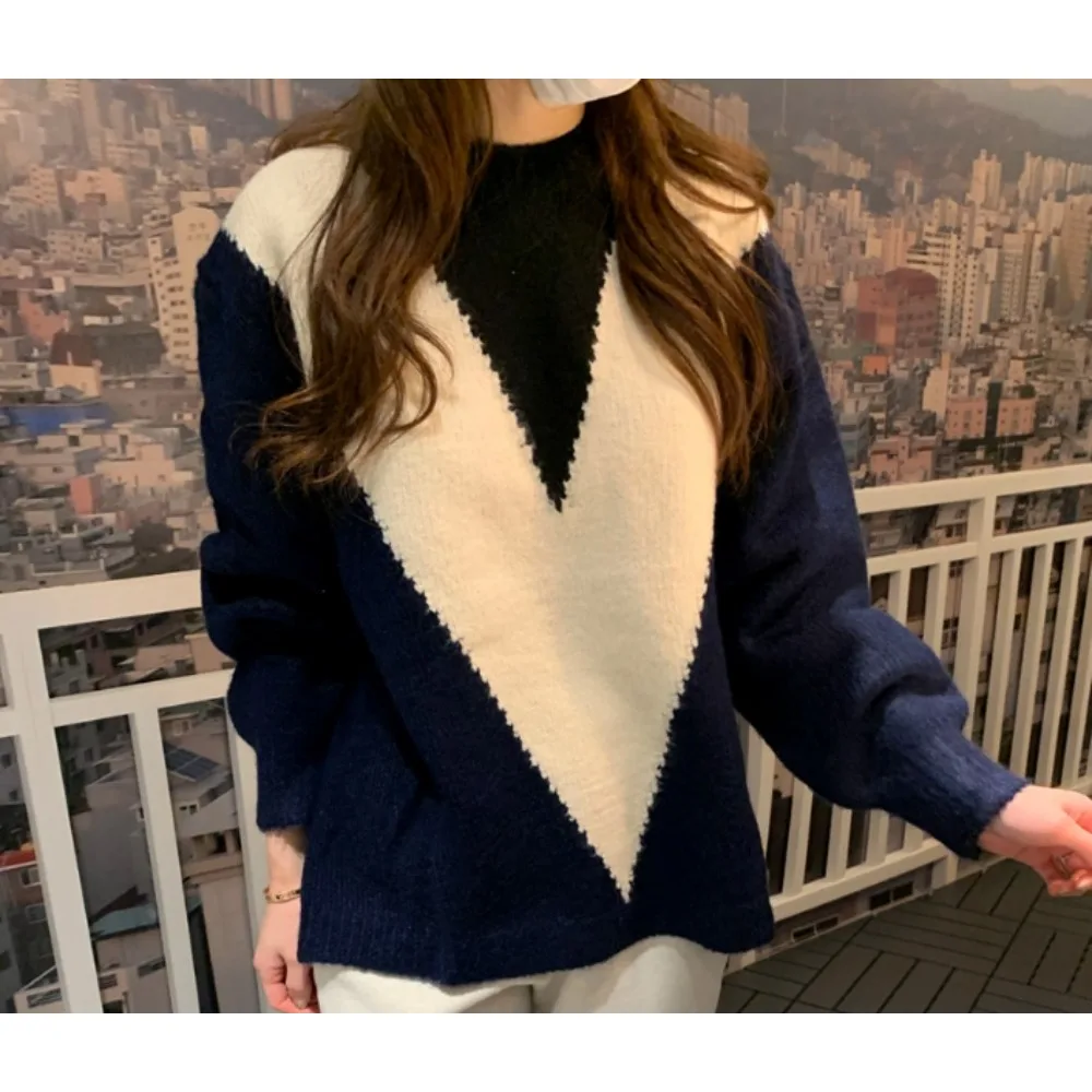 

Women sweet solid O-neck long sleeve loose Elegant Chic French sweater Plus Size Clothing women clothing
