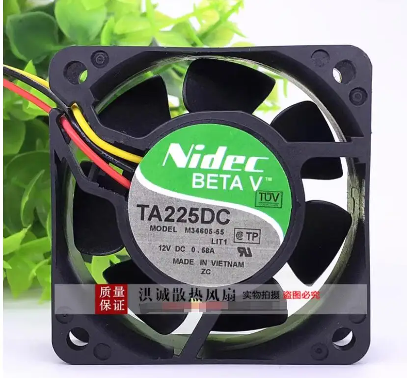 Nidec M34605-55 DC 12V 0.58A 60x60x25mm 3-Wire Server Cooling Fan