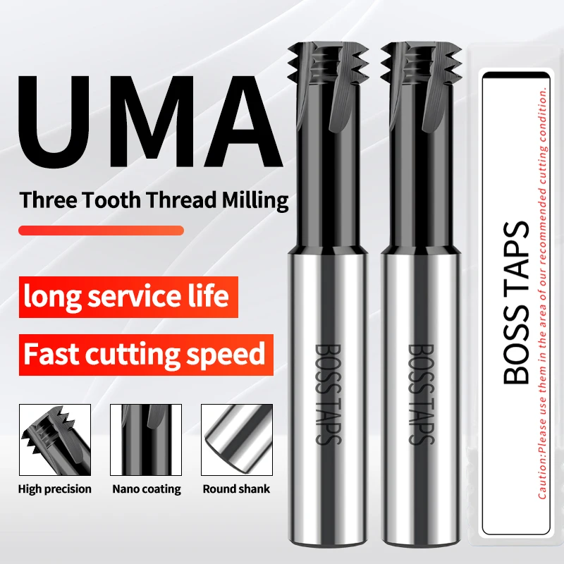 Boss Taps CNC Machine Solid Carbide Three Row Thread Milling Cutter M1 M1.6 M2 M3 M4 M5 M6 M8 M10 M12 M14 M18 Mill Mills Cutters