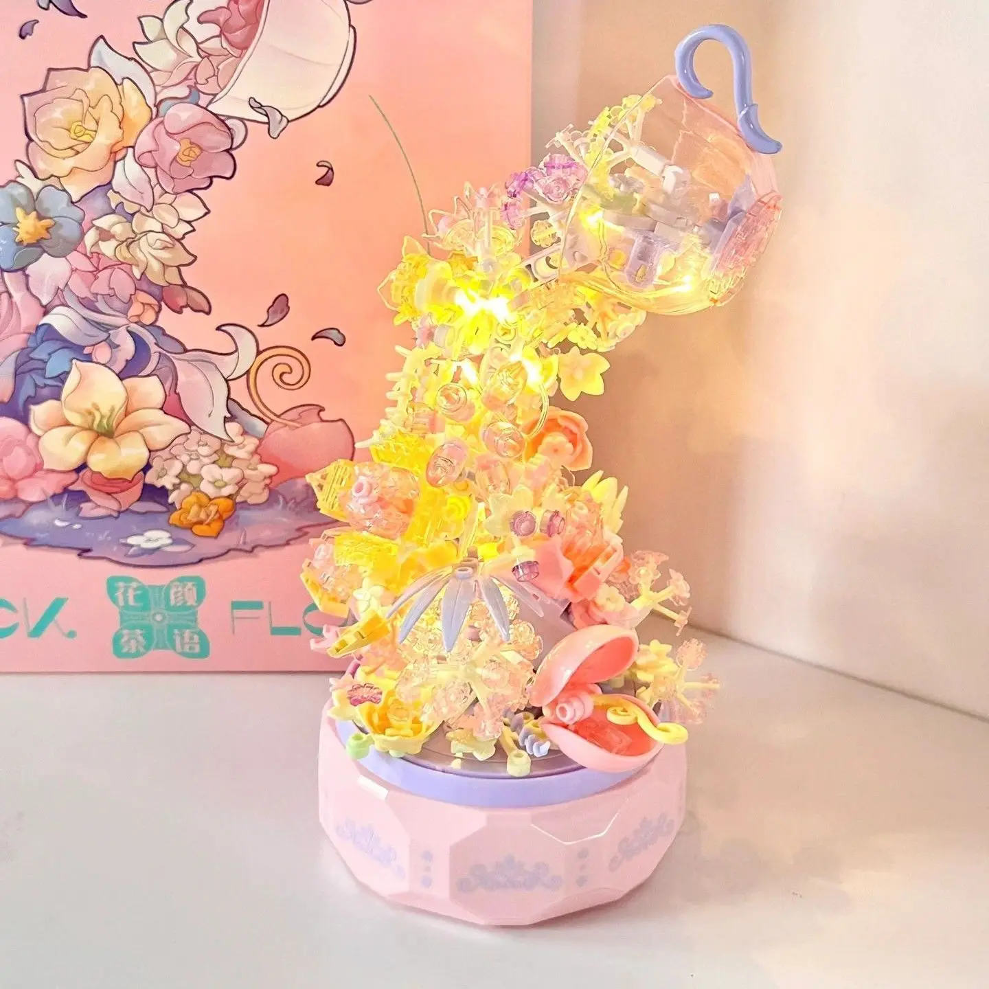 

Kawaii Flower Tea Language Crystal Version Assembled Diy Handmade Music Box To Send Lighting Building & Construction Toys