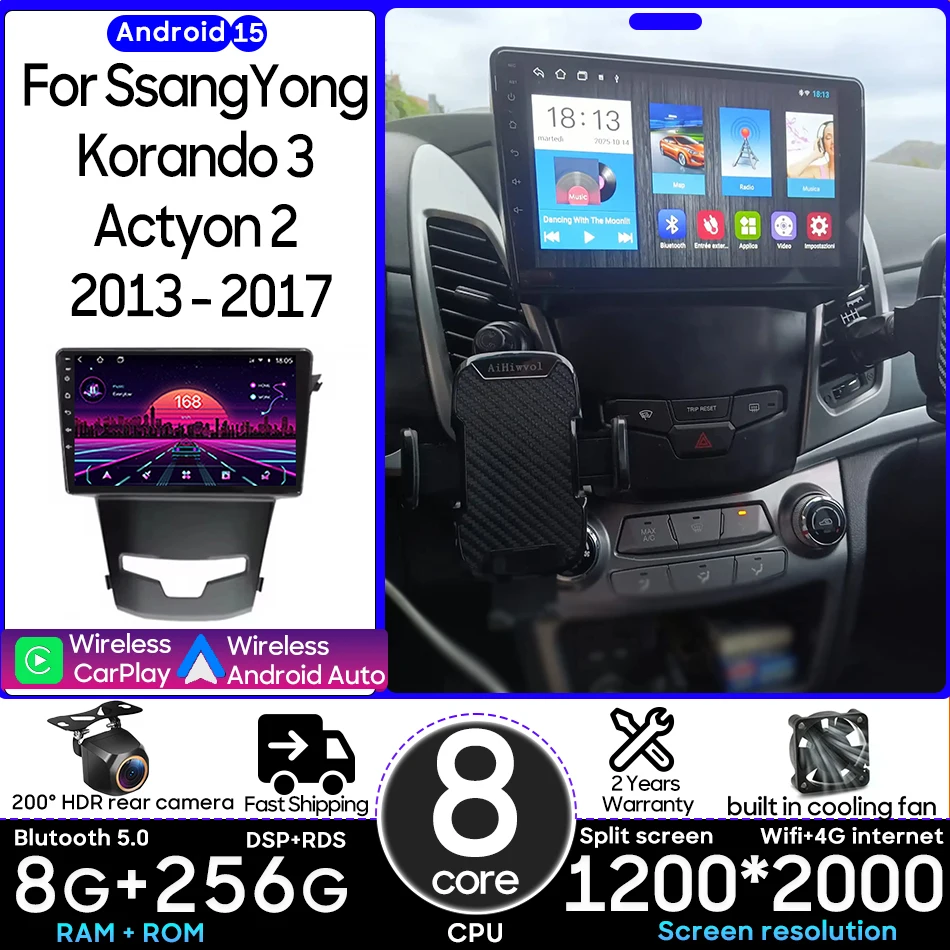 

Android For SsangYong Korando 3 Actyon 2 2013 - 2017 Car Multimedia Player Carplay Auto Radio Video Stereo Navigation GPS 2din