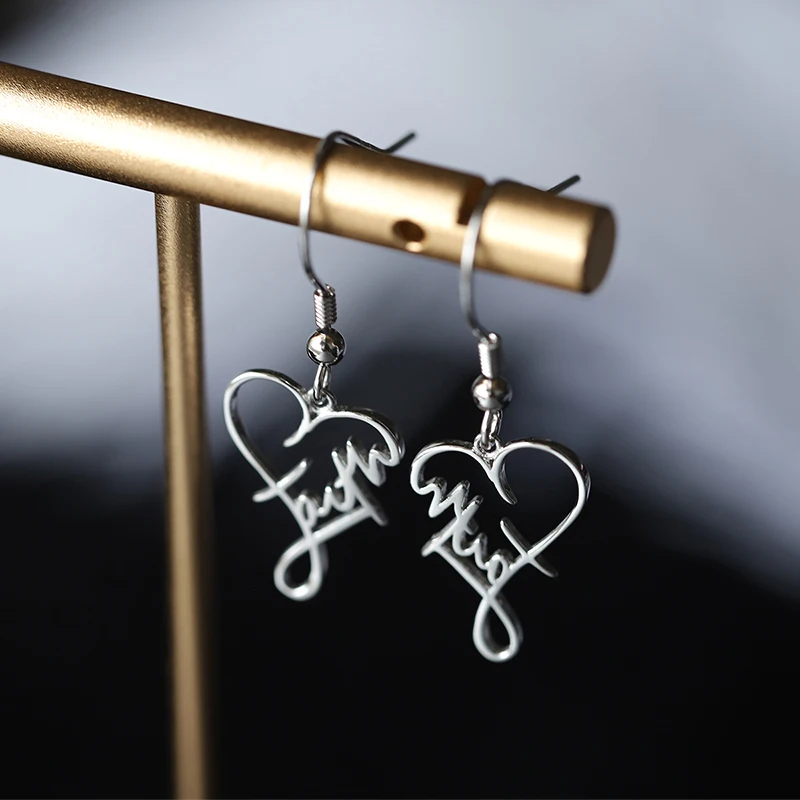 

Exquisite and Special Authentic S925 Silver Heart-shaped Hollow English Letters Women's Earrings