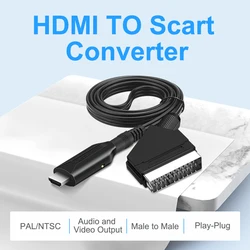 1080P SCART TO HDMI Video Audio Upscale Converter AV Signal HDMI TO SCART Adapter HD Receiver TV DVD with USB Power Cable