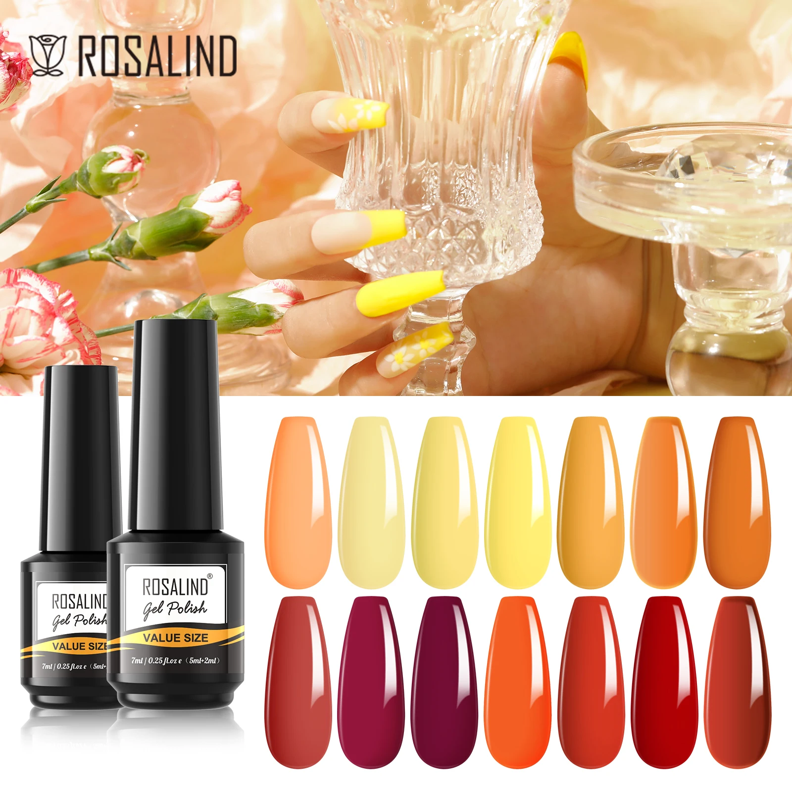 

ROSALIND Gel Nail Polish Pure Color Semi Permanent Hybrid Varnishes Manicure Nails Art Design Base Top Coat Polish Nail Gel