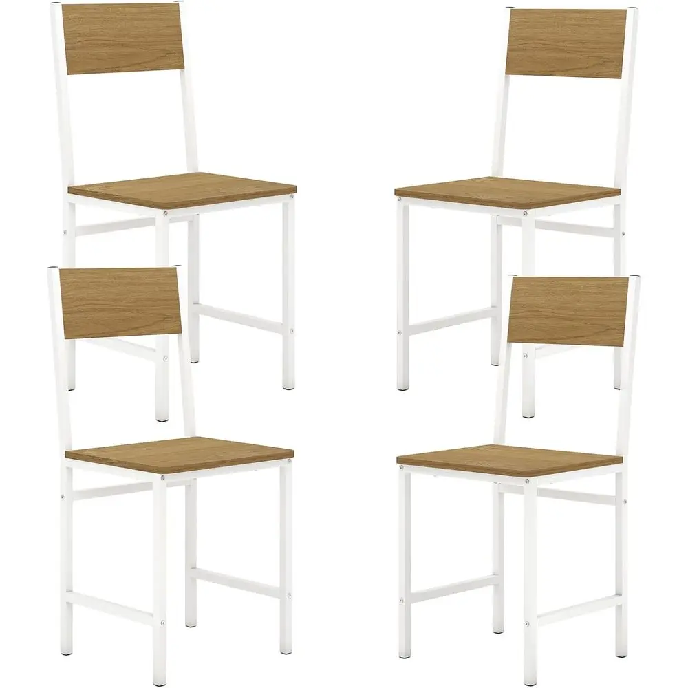 

Dining Chairs Set of 4, Modern Kitchen Chair with Metal Legs, Slanted Back, Natural Wood Grain, Armless Side Chairs for Dining R