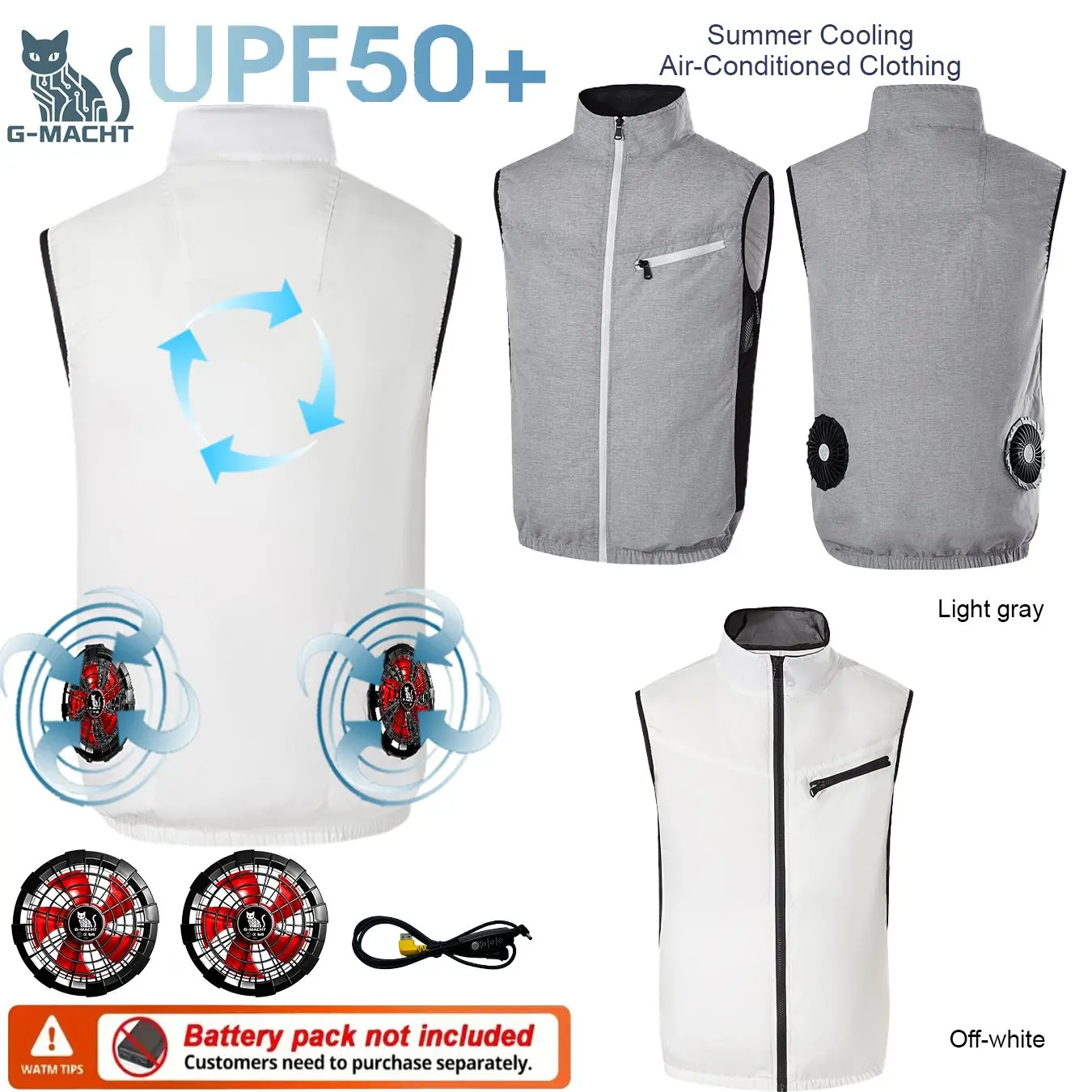 G-MACHT New Men's 12V/5V Fan USB Refrigeration Air Conditioning Vest Fishing Cooling Workwear For Outdoor Construction No Power