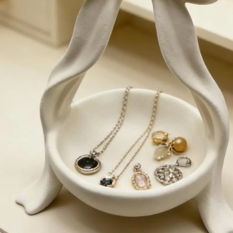 White Bow-Shaped Storage Tray, 3D Printed Bow-Shaped Jewelry Storage Tray, Home Decoration Girly Style Storage Box