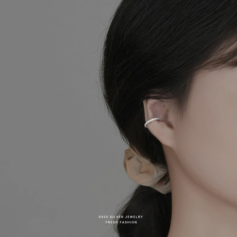 1 Buah Anting Klip Trendi Zirkon Minimalis Perak Murni 925 Asli untuk Pesona Pesta Wanita Perhiasan Bagus Aksesori OL