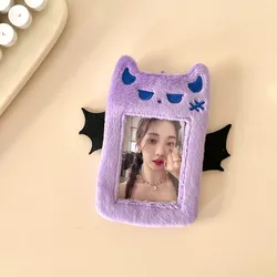 Soporte para sesión fotográfica de felpa del diablo Púrpura pequeño Kawaii, cubierta protectora para tarjeta de autobús, bolsa colgante, papelería, nueva llegada