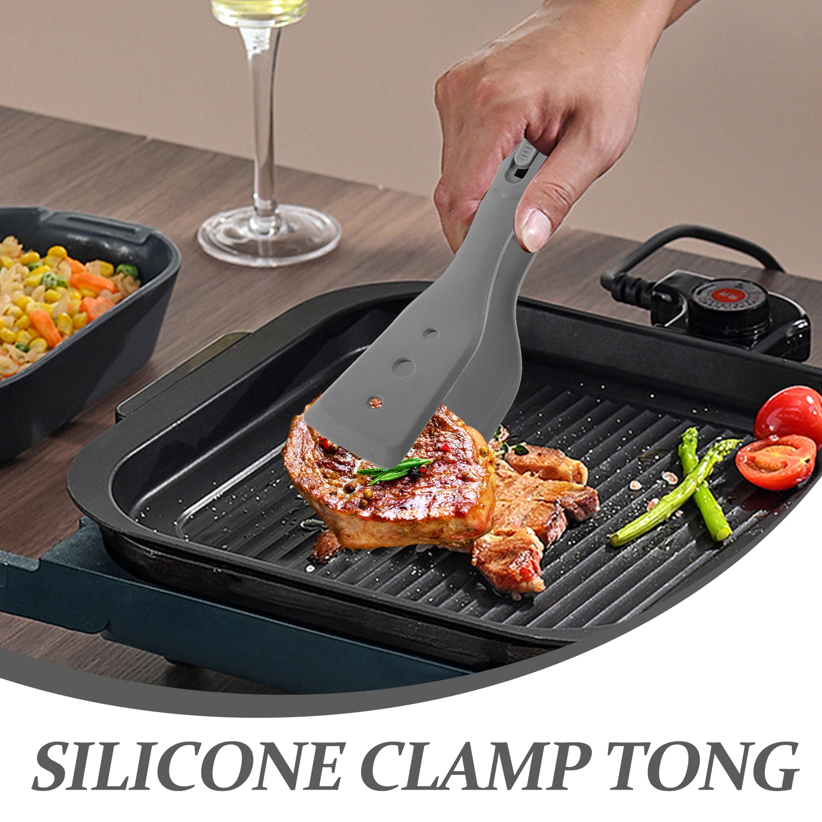 

Silicone Kitchen Tong For Fish Steak Eggs Flipping Tool Multi-Functional Cooking Tongs Serving Gadget Kitchen Essential