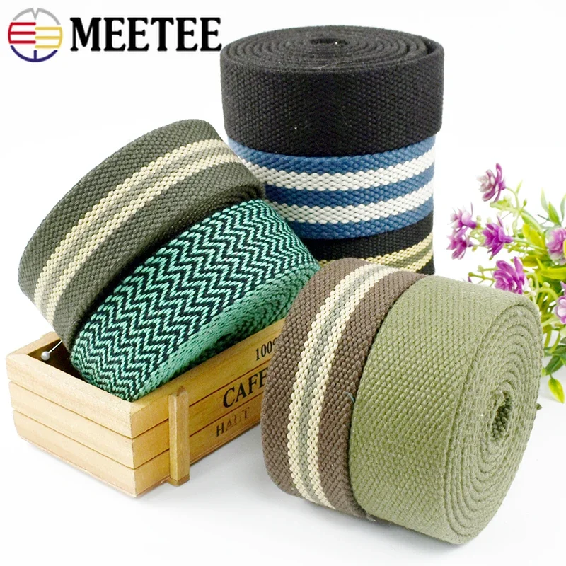 1/2/3M Meetee 38mm Polyester Jacquard Webbing Tape 3mm Thick Ribbon Backpack Strap Belt DIY Sewing Decor Material Accessories