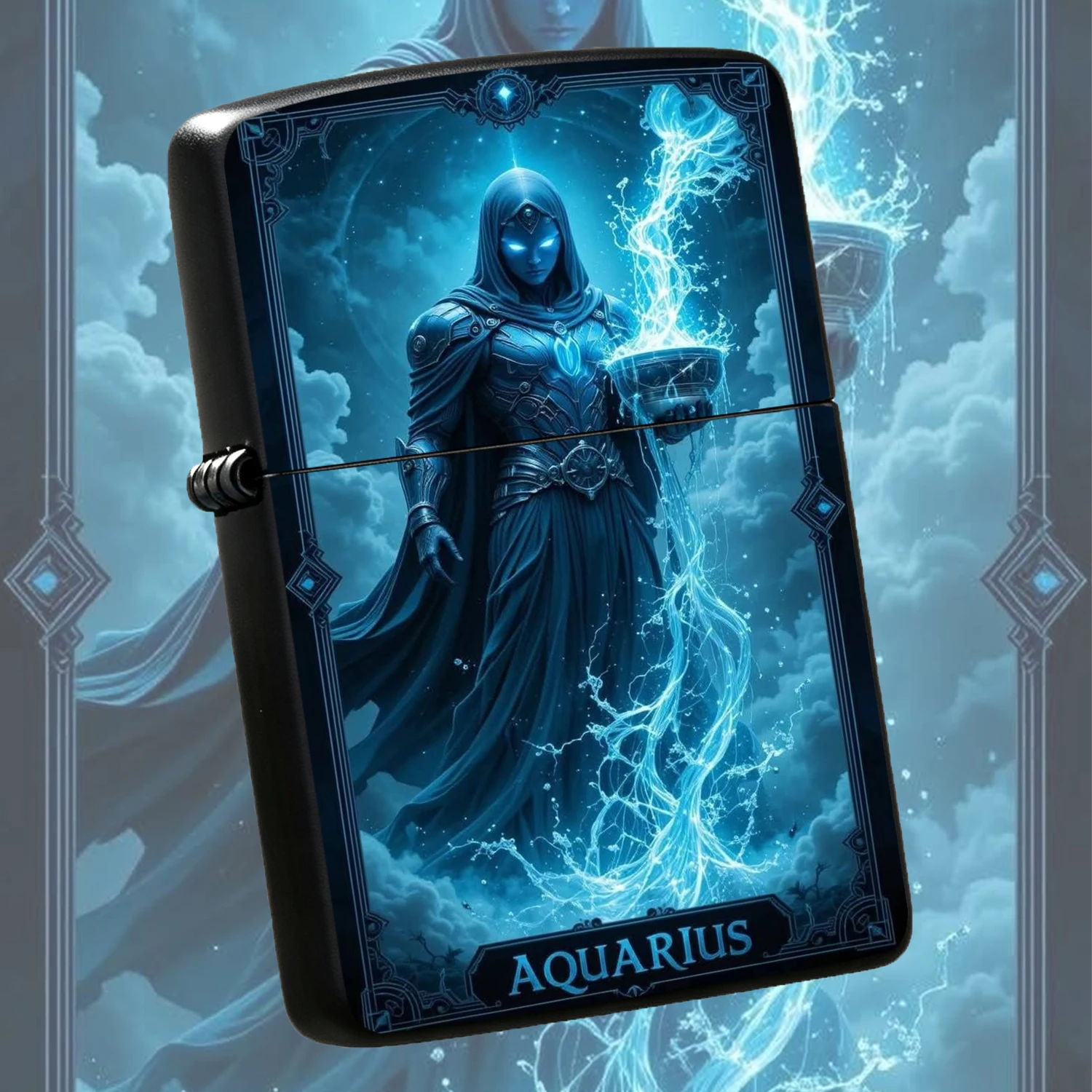 Creative Aquarius Zodiac Themed Pocket Lighter, Stunning Cyber Mystical Astrology Art Decor, Versatile For Daily Outdoor Scenarios, Unique Thoughtful Gift For Zodiac Enthusiasts, Exquisite Collectible Accessory For Personal Use A Humorous A