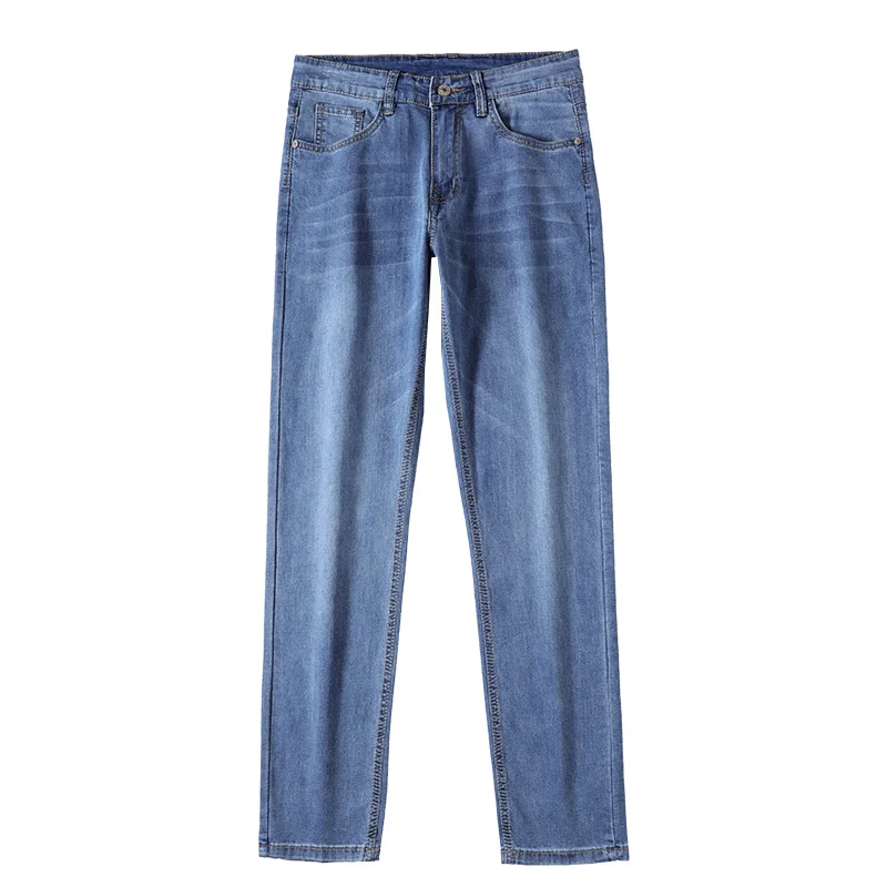 High-end Affordable Luxury Green Label jeans men's slim straight summer thin stretch all-matching fashion business casual pants