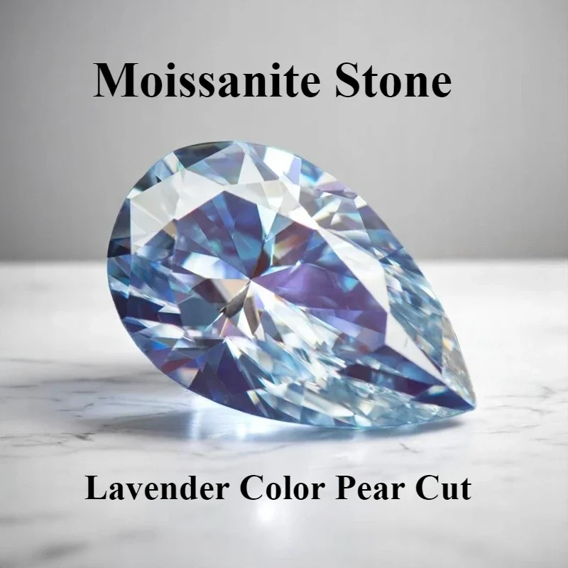 

L-Moissanite Stone Lavender Color Pear Cut Charms Gemstone Advanced Extremely Shiny Jewelry Ring Earrings Making with Certifica