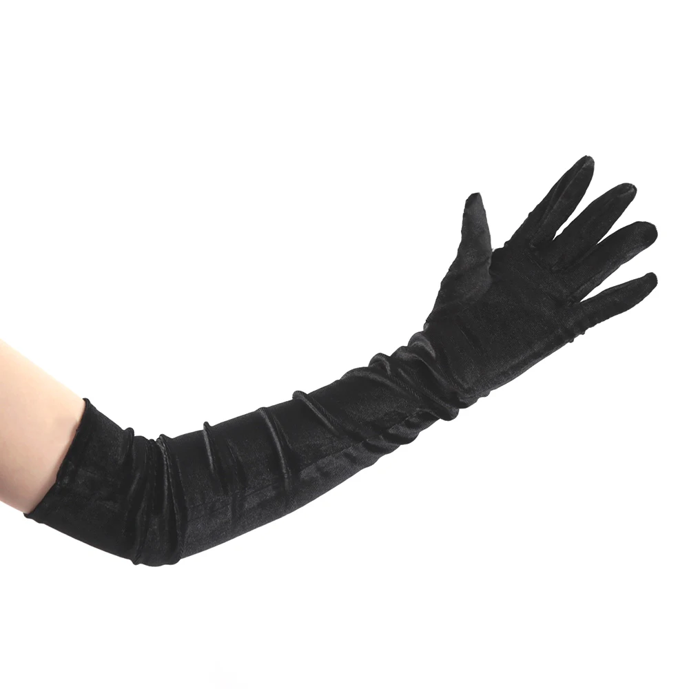 

Autumn Winter Women Adult Long Velvet Gloves Opera Evening Party Gloves Vintage 1920s Flapper Stretchy Gloves Christmas Gift