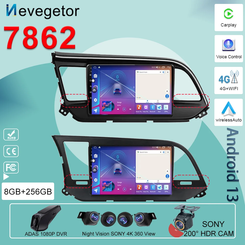 

4G QLED For Hyundai Elantra 6 2018-2020 Video Player Android Auto Car Radio GPS Navigation Multimedia Stereo Carplay No 2din DVD