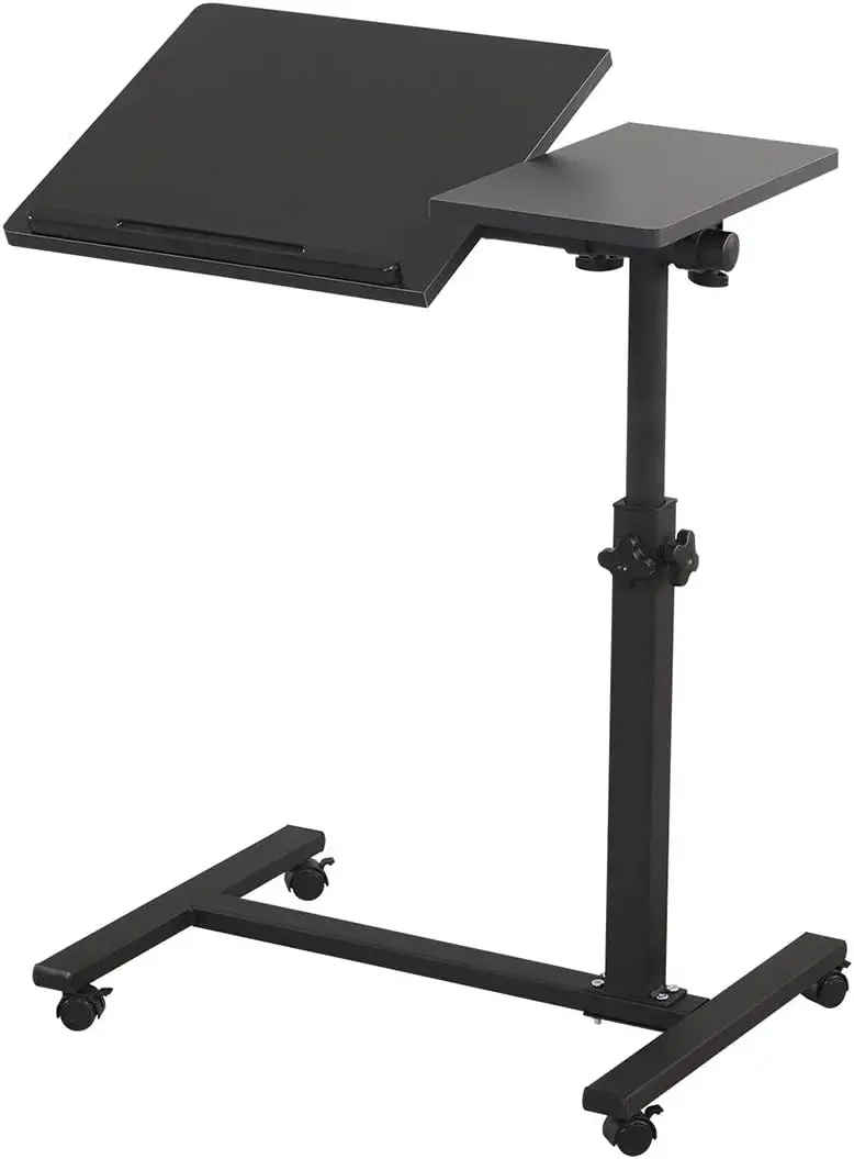 

Adjustable Rolling Laptop Stand with Wheels, Height Adjustable Tray Table for Bed Sofa Use