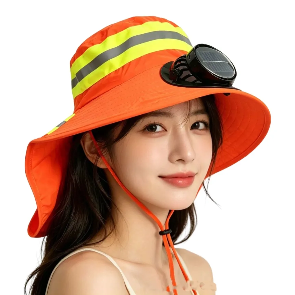 Breathable Solar Fan Hat Elastic UV Protection Safety Reflective Hat Adjustable Lightweight Wide Brim Fan Hat Outdoor Travel