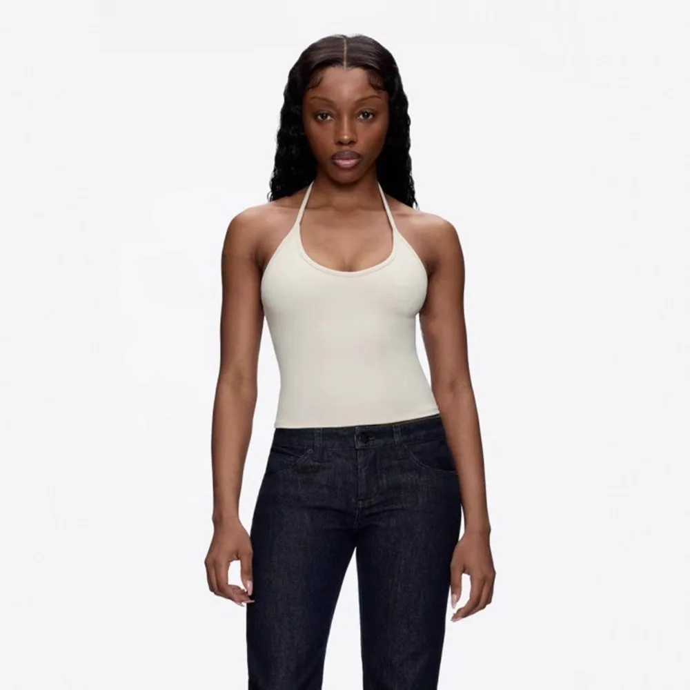 Custom LOGO Women's American Neck Design Sense Careful Machine Spice Girl Pure Desire Top Beautiful Back Small Suspender Vest