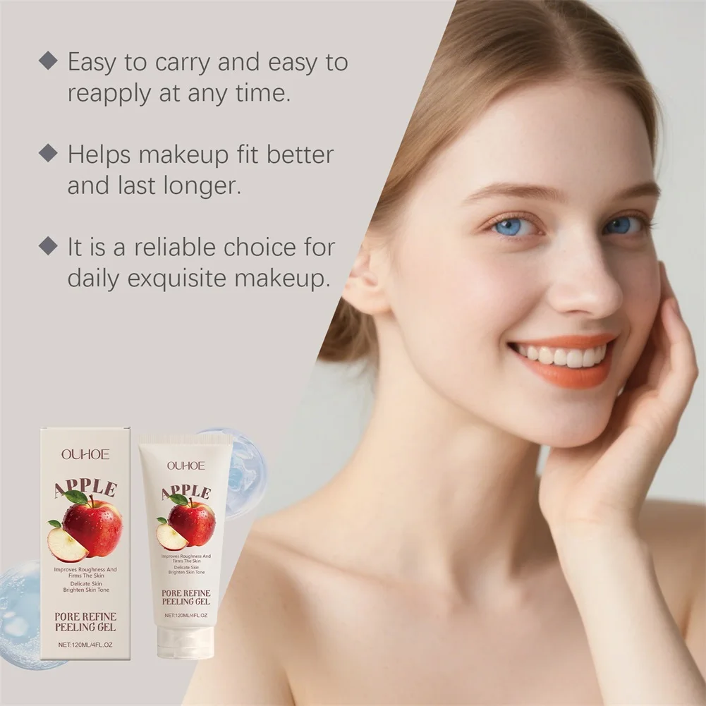 120ml Natural Organic-Apple Scrub Peeling Gel,Exfoliating Face Gel,Brightening Anti Aging Face Cleanser Skin Care Supplies