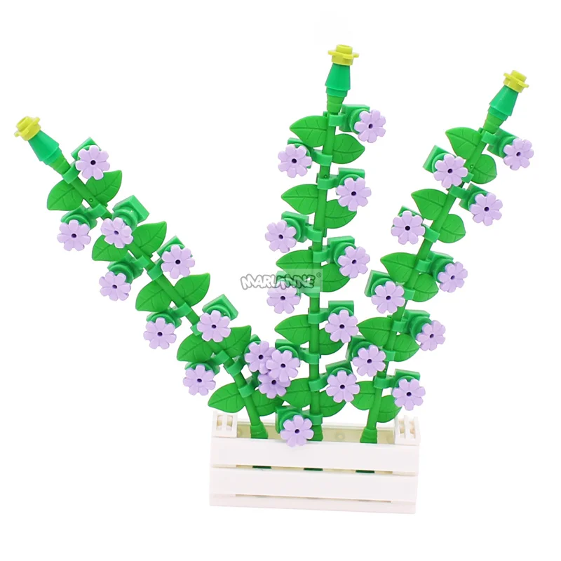 Marumine MOC Building Blocks Plant Vine With 10 Leaves 16 Flower 16981 Classic Garden City DIY Construction Brick Model Kit