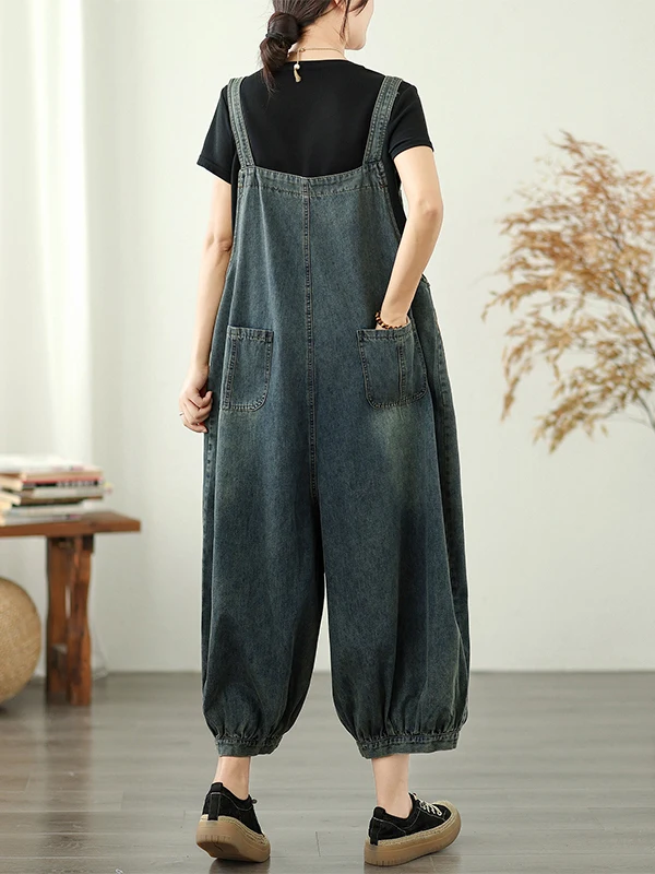 

Новые летние модные цветные полосатые джинсовые комбинезоны, женские свободные брюки большого размера с манжетами и семью очками, повседневные брюки