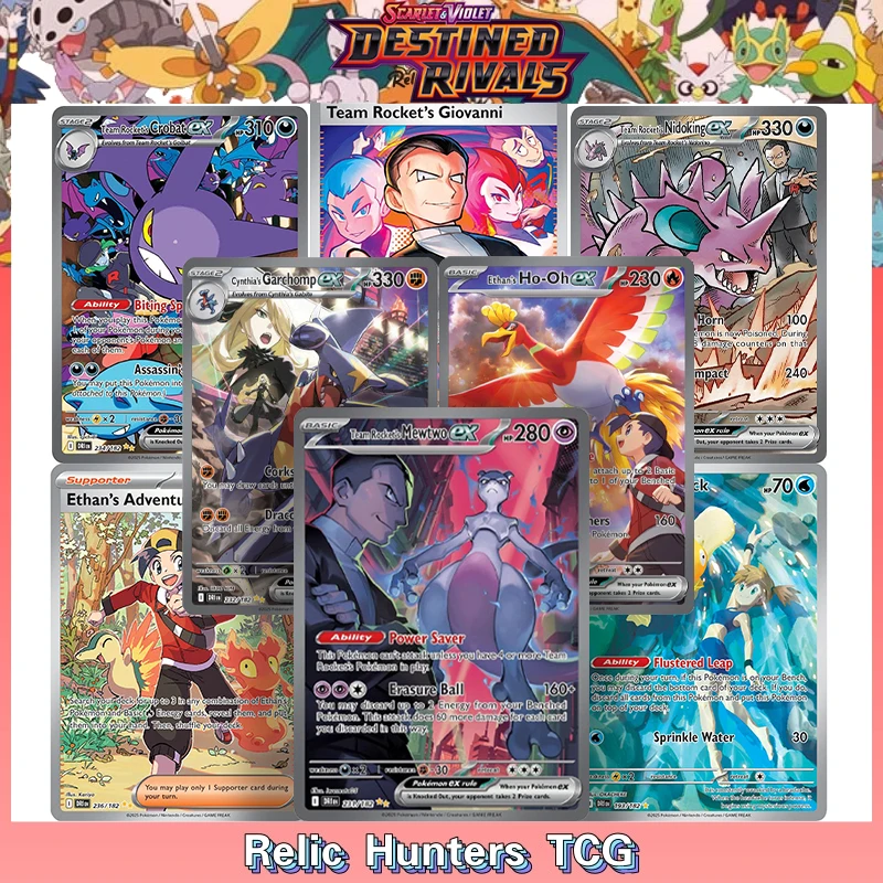 

Карты серии PKM Team Rocket Destined Rivals The Glory of Team SV10 Mewtwo Giovanni Crobat Replica Proxy Game Collection Card