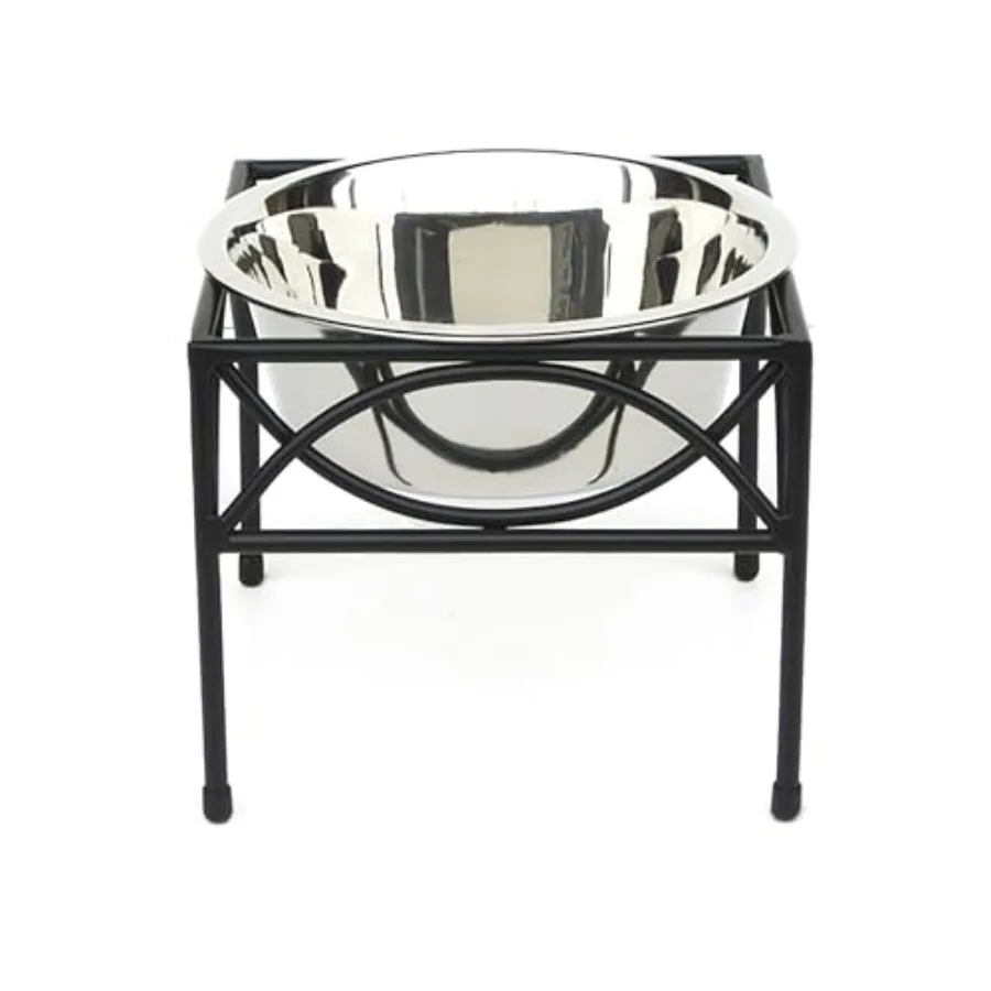 Regal Single Bowl Raised Feeder - Elevated Feeding Station - Metal, Wrought Iron Dog Bowl, Best Single Diner, Pet Bowl for Smal