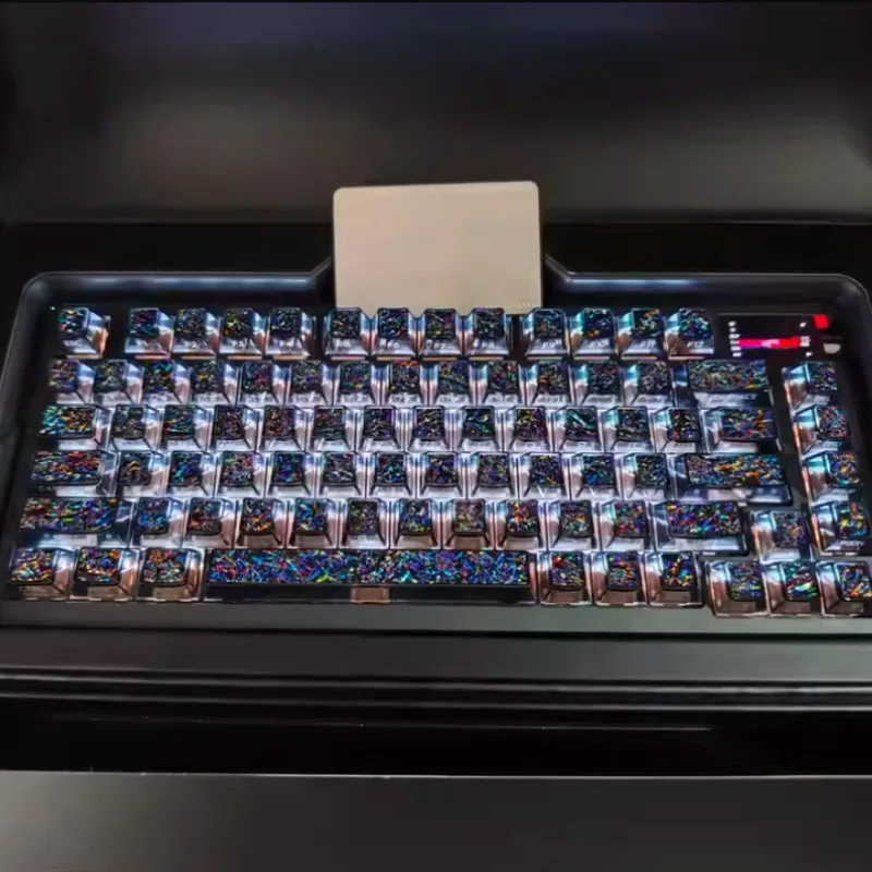 

Hot Sale Metal Paint Mixed Color Process Original Factory custom E-sports Machinery Keycaps Covered with Transparent Drip Glue